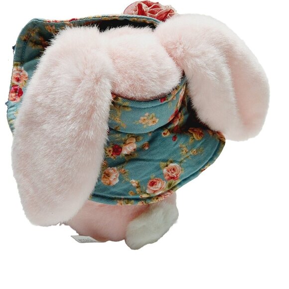 Plush Creations Pink Bunny Rabbit Floral Hat Stuffed Animal 1998 Easter 8" - Picture 3 of 9